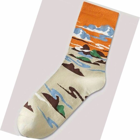 Nature Pattern Cotton Socks 4 Pair Med - Picture 2 of 7